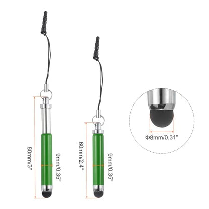 MECCANIXITY 5pcs Metallic Stylus Pen Retractable Aluminum Alloy Mini Capacitive Pens for Universal All Touch Screen Devices, Green - color: Green