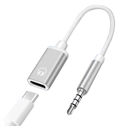 Headphone Jack Adapter, 3.5mm Male to Type-C Female Audio Adapter Cable, Analog Cable AUX to USB C for Headphones, MP3 Players, Tablets, Laptops, Karaoke - color: Silver