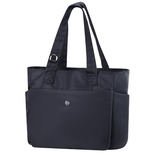 questAll Lightweight Large Capacity Laptop Tote for Women, Waterproof Carnvas Shoulder Bag, Fits 15" Laptop 9006 - color: Black