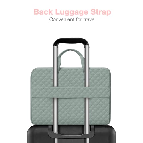 MOSISO 360 Protective Laptop Case 16 inch,15-15.6 inch Laptop Sleeve | Compatible with MacBook Pro 16 M5 M4 M3 M2 M1 HP Acer Dell Lenovo,Square Quilted Bag with 2 Pockets&Handle&Belt,Antique Green - color: Antique Green, size: 16 inch