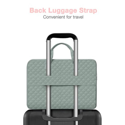 MOSISO 360 Protective Laptop Case 14 inch, 14 inch Laptop Sleeve | Compatible with HP Lenovo Dell ASUS Acer, HP Stream, Dell Latitude,Square Quilted Bag with 2 Pockets&Handle&Belt,AntiqueGreen - color: Antique Green, size: 14 inch