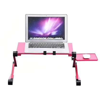 Laptop Stand with Fan, Laptop Stand with W Cooling Fan Mouse BOAD 360° Adjustable Foldable Laptop Desk Table Stand Holder Laptop Cooling Stand for Home, Office, Bed Sofa, Couch - color: Rose Red