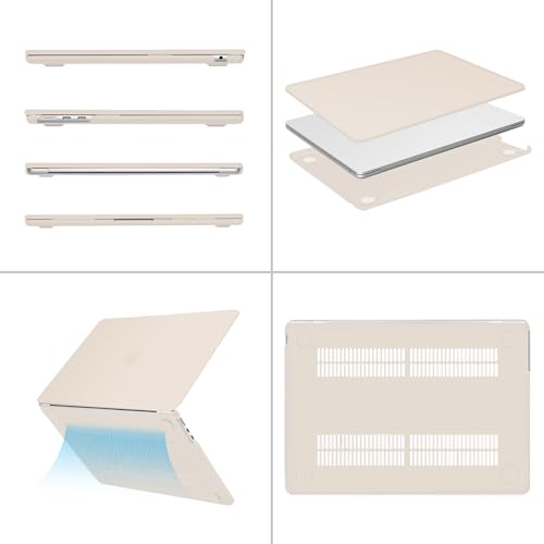 MOSISO Compatible with MacBook Air 13 inch Case M5 2026 M4 M3 M2 2025-2022 | A3449 A3240 A3113 A2681, Hard Shell&Keyboard Cover&Screen Film&Pouch for MacBook Air 13.6 inch Case, Beige - color: Beige