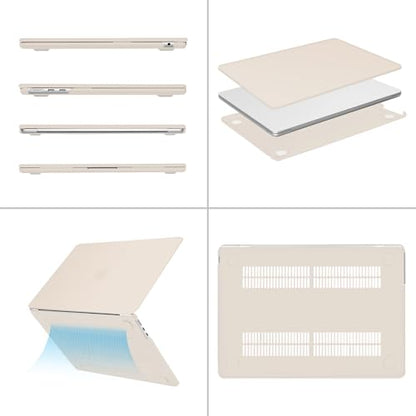 MOSISO Compatible with MacBook Air 13 inch Case M5 2026 M4 M3 M2 2025-2022 | A3449 A3240 A3113 A2681, Hard Shell&Keyboard Cover&Screen Film&Pouch for MacBook Air 13.6 inch Case, Beige - color: Beige
