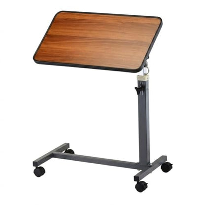 NOVA Overbed Tilt-Top Table with Locking Swivel Wheels, Height Adjustable Bedside Table, 3-Position Tilt Walnut Wood Grain Top, Durable Steel Base, Easy Assembly, Bedside Laptop & Meal Table - style: Tilt Top