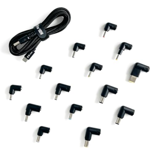 Universals 100WPD Power Cord Set 14 Interchangeable Adapter Tip for Laptop Chargers 2M Type C to Power Cable