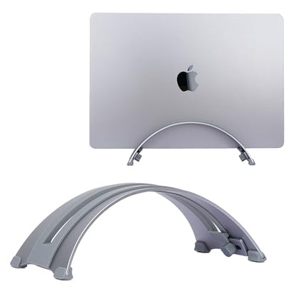 Adjustable Vertical Laptop Stand - 6061 Aluminum, CNC Precision, Anodized Finish, Fits All Laptops Including 17-inch, Ventilated Design, Anti-Slip Silicone Pads, ARC Shaped Stands - color: Space Gray