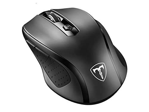 Happy Fit 2.4G Wireless Mouse Portable Mobile Optical Mouse with USB Receiver, 5 Adjustable DPI Levels, 6 Buttons for Notebook, PC, Laptop, Computer, MacBook - Black - New (Single)