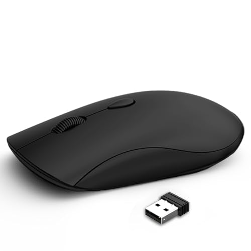Slim Silent 2.4G Wireless Optical Mouse, Orange | Compatible MacBook, Chromebook, Laptop, PC; Quiet Click, 2400 DPI, Mini USB Receiver, Travel Portable Design - color: Black