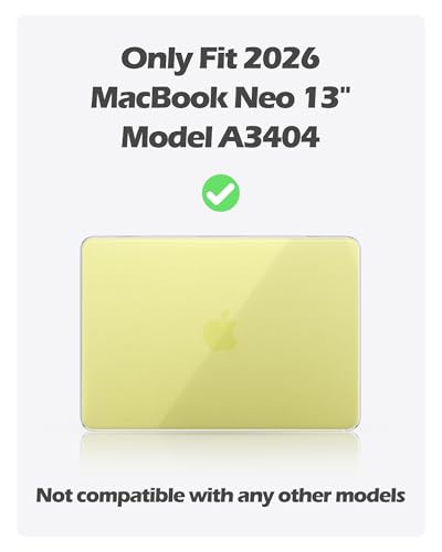 ProCase Clear Case for MacBook Neo 13 Inch 2026 Model A3404, Ultra-Thin Hard Shell Protective Laptop Cover with Keyboard Cover & 50 PCS Yellow Stickers - color: Clear Case + Yellow Stickers