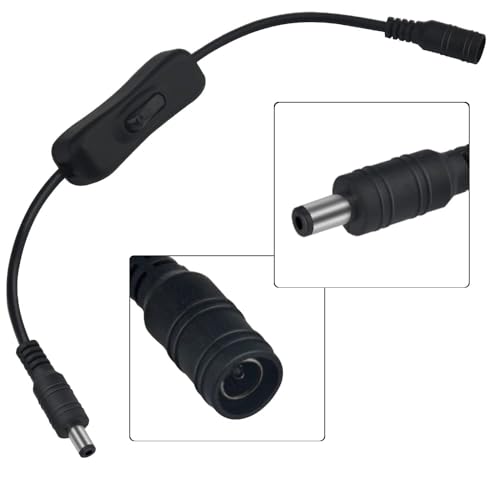 Gebildet 5pcs 12V LED Strip Light Inline On/Off Switch Cable DC Jack (5.5x2.1mm) Male to Female Connector(Black) - style: DC switch(black)