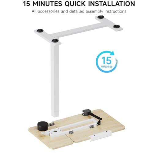 BIZUM Overbed Rolling Table with Adjustable Tilt Top Mobile Bedside Desk with Hidden Wheels Pneumatic Height Adjustable Laptop & Meal Table for Home and Hospital Use(27.6x15.8, Maple) - color: Maple
