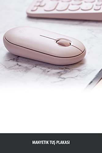 Logitech Pebble Wireless Mouse with Bluetooth or 2.4 GHz Receiver, Silent, Slim Computer Mouse with Quiet Clicks, for Laptop/Notebook/iPad/PC/Mac/Chromebook - Rose/Pink