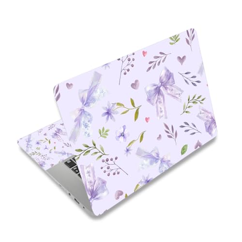 Purple Bows Laptop Skin Sticker Cover Decal, 12 13 13.3 14 15 15.4 15.6 inch Laptop Notebook Vinyl Skin Sticker Cover Personalized Art Protector - color: Light Purple Bows Flower