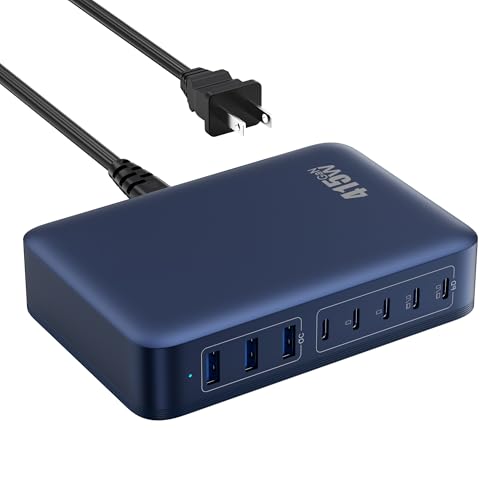 USB C Charger 415W USB C Charger Block, 8-Ports GaN IV Fast Charging Station Hub,Dual PD 100W Laptop Charger Adapter,for MacBook Pro/Air/iPad/iPhone16/15/14/13/Apple Watch/DELL/Samsung for Home(Blue)