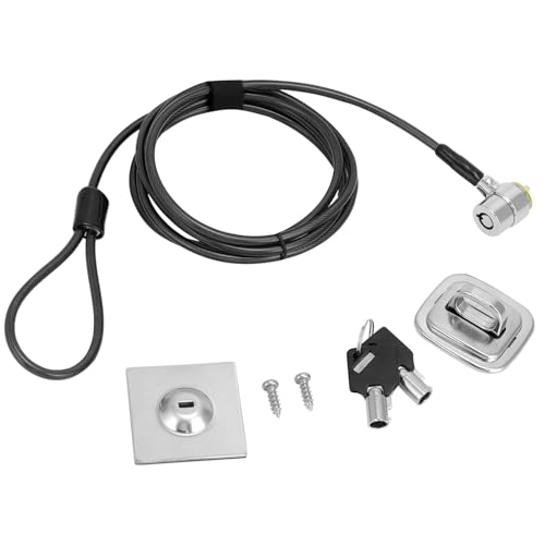 QWORK Universal Laptop Cable Lock - Anti-Theft Combination Lock with 6.5ft Cut-Resistant Cable & Anchor Plate for Laptops, Tablets & Devices - Key Lock with 2 Keys & Anchor Included