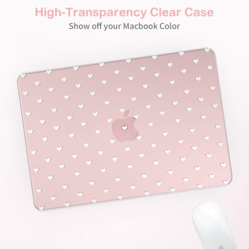 Feams for MacBook Neo 13 Inch Case 2026 A3404, Stylish Protective Clear Case Hard Shell Transparent Cover for MacBook Neo 13 Inch 2026 (A18 Pro Chip) with Keyboard Cover, White Heart Polka Dot - color: White Heart Polka Dot