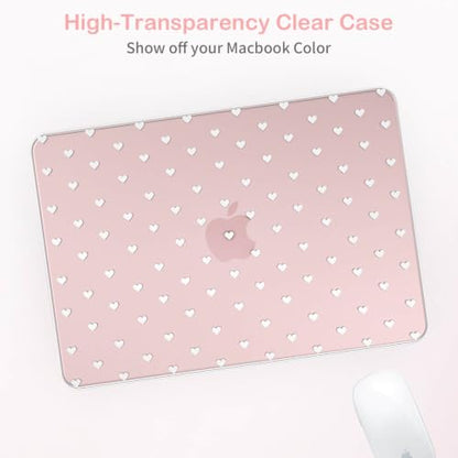 Feams for MacBook Neo 13 Inch Case 2026 A3404, Stylish Protective Clear Case Hard Shell Transparent Cover for MacBook Neo 13 Inch 2026 (A18 Pro Chip) with Keyboard Cover, White Heart Polka Dot - color: White Heart Polka Dot