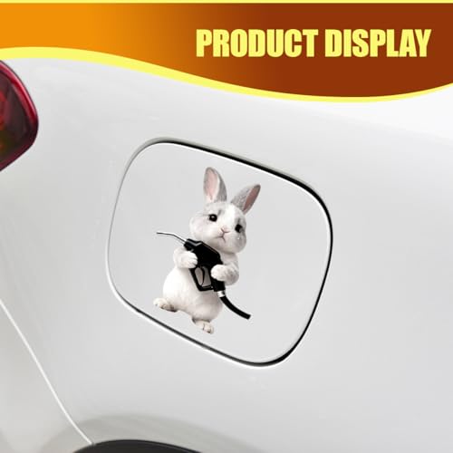 Animal Car Fuel Tank Sticker Decal, Funny Vinyl Automotive Fuel Lid Sticker, Self-Adhesive Water-Resistant Vehicle Exterior Body Decal Decoration for Cars, Trucks, SUVs, Laptops(Rabbit) - size: Rabbit