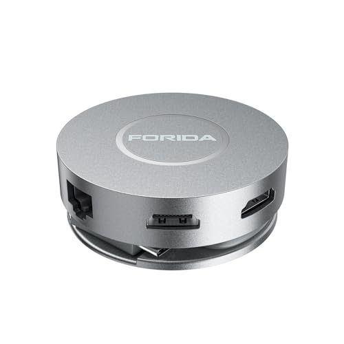 Micro USB C Docking Station Dual HDMI Monitor FORIDA USB C to USB Hub with 1 Gbps Ethernet 100W Power Delivery Micro SD Card Reader for MacBook/Dell/HP/Lenovo ThinkPad/Surface (Silver)
