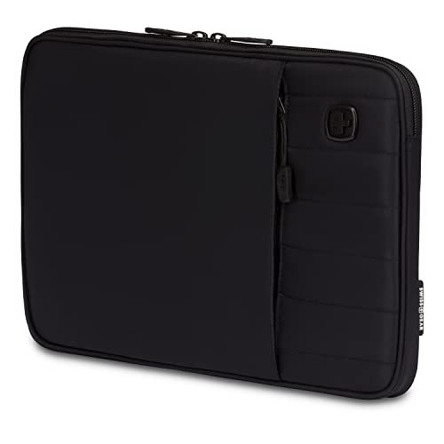 SwissGear Padded Zippered Laptop Sleeve, Micro-Twill Laptop Case with Zippered Front Compartment & Fleece Lining - color: Black, size: 13-Inch