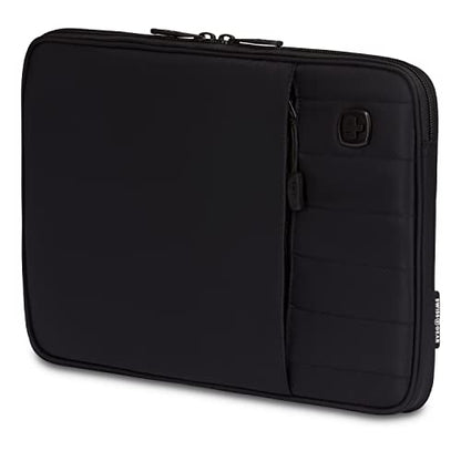 SwissGear Padded Zippered Laptop Sleeve, Micro-Twill Laptop Case with Zippered Front Compartment & Fleece Lining - color: Black, size: 13-Inch