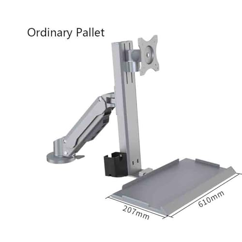 Adjustable Monitor Arm Silver One Arm Clip On Table Monitor Stand with Regular Tray Suitable for 15-32 Inch Weight Bearing 15kg for Screens