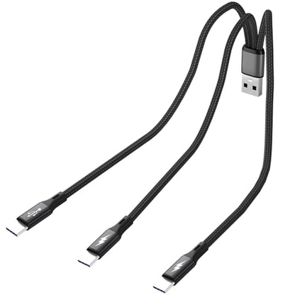 GELRHONR 2Pack USB C Splitter Cable, 3 in 1 USB C Multi Charging Cable, Nylon Braided 5A Fast Charge Cord, Compatible with Mobile/Android and More (2 Pack 7.8inch) - size: 2 Pack 7.8inch