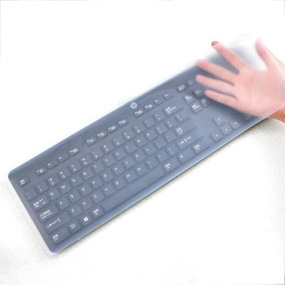 2 Pack Universal Keyboard Cover for Standard Size PC Computer Desktop Keyboards, Clear Waterproof Anti-Dust Silicone Keyboard Protector Cover Skin (Size: 17.52" x 5.51")