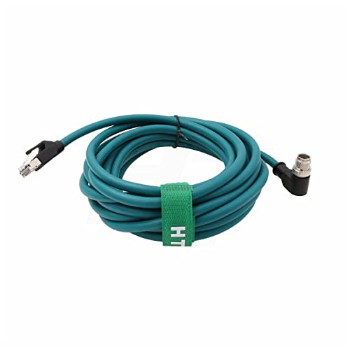 M12 Ethernet Cable for Microscan Hawk MV-4000 Cognex 2800 370 Camera Sensor Reader, 8 Pin X Coded to RJ45 CAT-7e (8m) - size: 8m