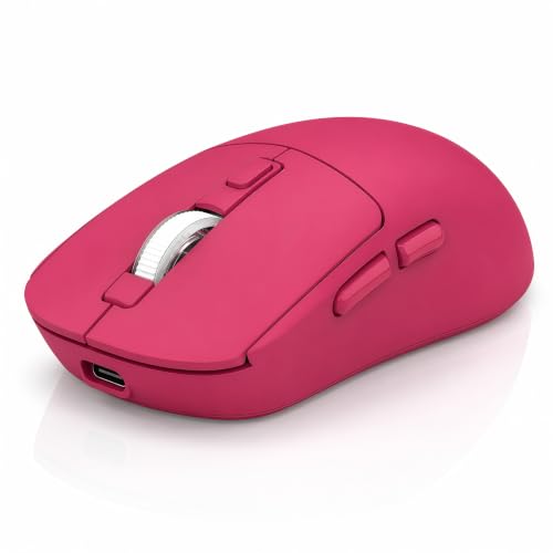 Gizdot-M1 Bluetooth Wireless Mouse for MacBook/Laptop/Mac - Red | 4-Mode Connections Multi-Device, 3-level DPI, Mouse Jiggler, Silent Click, Ergonomic, Side Buttons, Type-C Rechargeable - color: Red