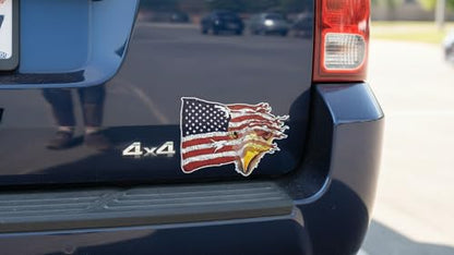 3 pcs American Bald Eagle Flag, 2 inches, Hard Hat Sticker Patriotic Worker Decal, Helmet Label, Laptop, Phone (4in) - size: 4in