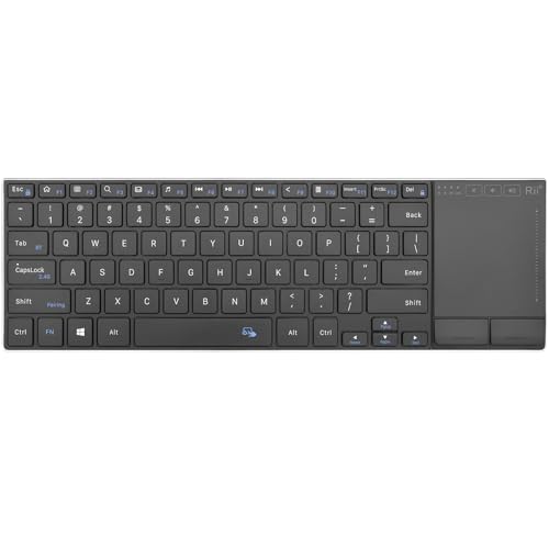 Rii 2.4G Wireless Keyboard,Bluetooth Keyboard(BT 5.1+2.4G),Aluminium Alloy Portable with Touchpad for Computer,PC,Tablet,iPad,Android TV Box,Smart TV,Windows,Mac (Black) | BT 5.1+2.4G,Aluminium Alloy,Easy meadia control,built-in touchpad for HTPC,PC,Table