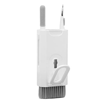 Cuifati 8 in 1 Detachable Keyboard Cleaning Brush with Hook and Loop, Versatile for Phone Laptop Tablet Headset Deep Crevice Cleaning, Builtin Key Puller (White) - color: White