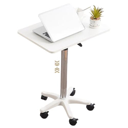 Adjustable Height Standing Desk, School Speech Lifting Stand Up Desk, Portable Swivel Mobile Laptop Table, Sofa Side Table with Brake Rollers(White) - color: White