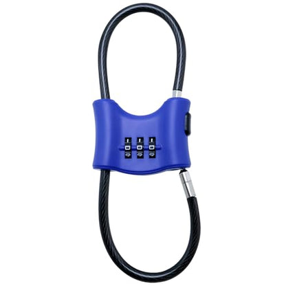 Bosvision 3-Digit Combination Lock with Braided Steel Cable – Secure Helmet, Backpack, Ski Gear, Luggage, Stroller – Dual Loop, Travel-Friendly Padlock - color: Blue