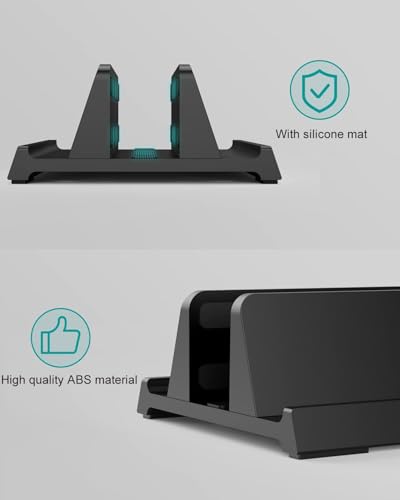 Adjustable Vertical Laptop Stand for Desk, Compatible with 11-Inch to 17.3-Inch Laptops, iPad, iPhone, MacBook Pro/Air, Dell, HP, Lenovo, Asus - 3 in 1 Design Computer Stand (Black) - color: Black