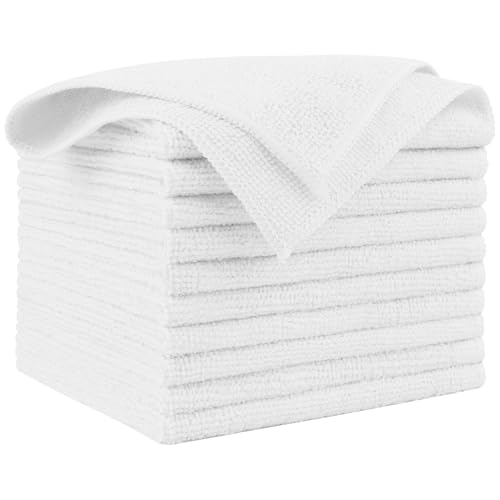 AIDEA White Microfiber Cleaning Cloth 10PK, Cleaning Rags 12×12" | Microfiber Towels for Cars, Dusting Cloth Lint Free Cleaning Towels for SUVs, House, Kitchen, Workshops, Cleaning Supplies - color: White, size: 10PK
