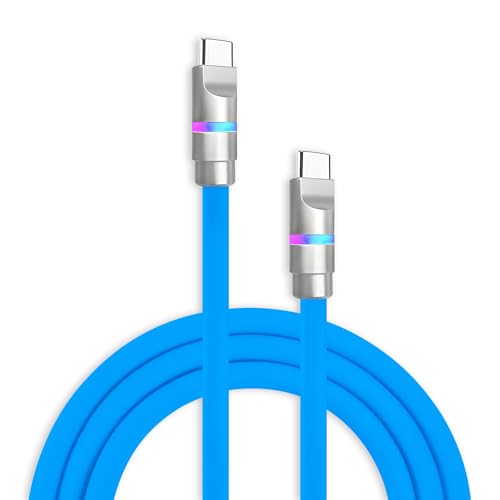 chubbycable Neon Chubby - Fast Charge Cable with Smart Light RGB Color Gradual Light Up 100W Charging Cord LED USB C Cable Compatible with iPhone 17-15 Series, Blue, Type-C to Type-C, 3.3 FT - color: Blue, size: 3.3ft (1m), style: Type C-Type C