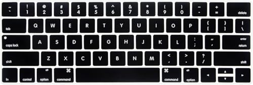 Soft Silicone English Language Keyboard Cover Skin Compatible with MacBook Pro 13 inch and 15 inch with Touch Bar Models: A2159 / A1989 / A1990 / A1706/ A1707 - Release 2019 2018 2017 2016 (Black) - color: English Language, Black, size: Compatible for Mac