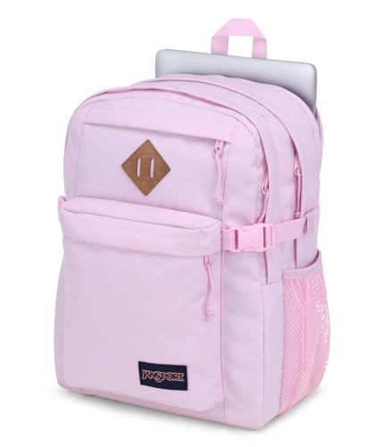 JanSport Main Campus FX Backpack - Travel or Work Bag w 15-Inch Laptop Pack with Leather Trim, Pink Ice - color: Pink Ice