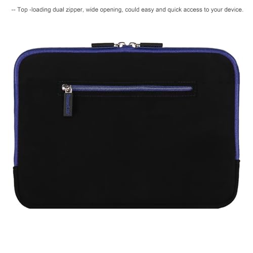 Neoprene Laptop Sleeve for 13 13.3 Inch Laptops Tablets with Padded Lining, Shock Resistant Unisex Laptop Bag for Office, Commute, Travel - color: Black / Blue