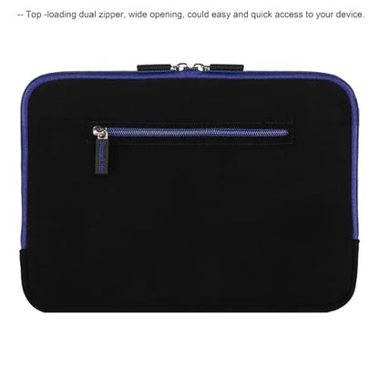 Neoprene Laptop Sleeve for 13 13.3 Inch Laptops Tablets with Padded Lining, Shock Resistant Unisex Laptop Bag for Office, Commute, Travel - color: Black / Blue