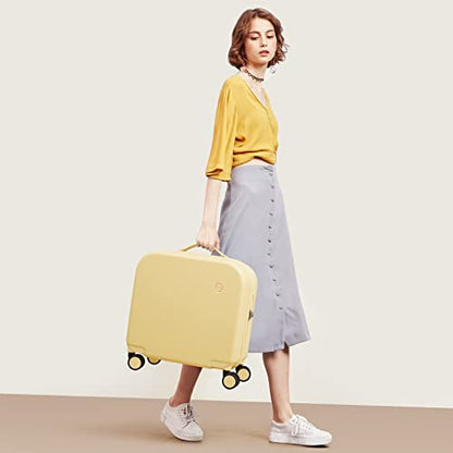 mixi Carry on Luggage, Suitcase with Spinner Wheels 16in Luggage Hardshell Lightweight Rolling Suitcases PC with Cover & TSA Lock, Lark Yellow - color: Lark Yellow, size: 16in Carry on