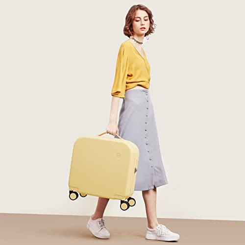 mixi Carry on Luggage, Suitcase with Spinner Wheels 16in Luggage Hardshell Lightweight Rolling Suitcases PC with Cover & TSA Lock, Lark Yellow - color: Lark Yellow, size: 16in Carry on
