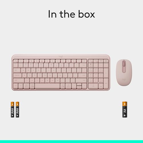 Logitech MK250 Compact Bluetooth Wireless Keyboard and Mouse Combo - Rose | Bluetooth connection only, compact keyboard with number pad, small ambidextrous M196 mouse with 3 non-customizable buttons - color: Rose, style: Combo