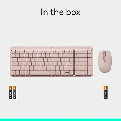 Logitech MK250 Compact Bluetooth Wireless Keyboard and Mouse Combo - Rose | Bluetooth connection only, compact keyboard with number pad, small ambidextrous M196 mouse with 3 non-customizable buttons - color: Rose, style: Combo