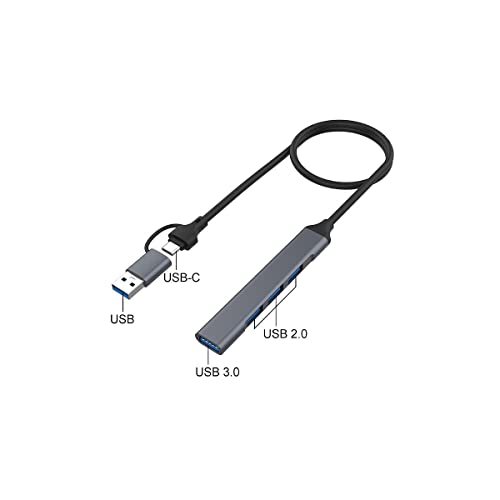 USB Hub, ONTEN USB C to USB Adapter, USB C to USB A Hub with 1.6ft Cable,4 Ports USB-C USB Hub 3.0/2.0, for MacBook Pro, iMac 2021, USB Splitter Aluminum Alloy, Color Gray