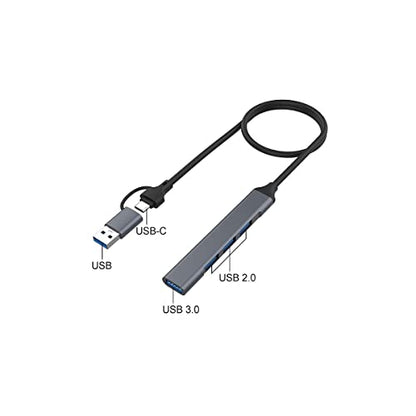 USB Hub, ONTEN USB C to USB Adapter, USB C to USB A Hub with 1.6ft Cable,4 Ports USB-C USB Hub 3.0/2.0, for MacBook Pro, iMac 2021, USB Splitter Aluminum Alloy, Color Gray