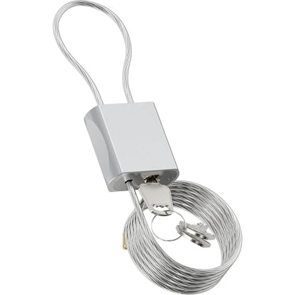 Cable Padlock Free Adjustable Lock 3 Keys, 6.56ft/2m Silver | Steel Cable 1/6"(4mm)Diameter, Lock & Secure, Weatherproof for Bikes, Lockers, Gate, Fence, Shed, Outdoor Equipment etc - color: Silver-6.56ft(2m)